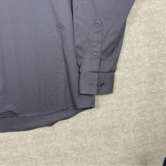 Van Heusen Mens Dark Grey Flex Regular Fit Long Sleeve Button Down Shirt  16 1/2 - Picture 5 of 11